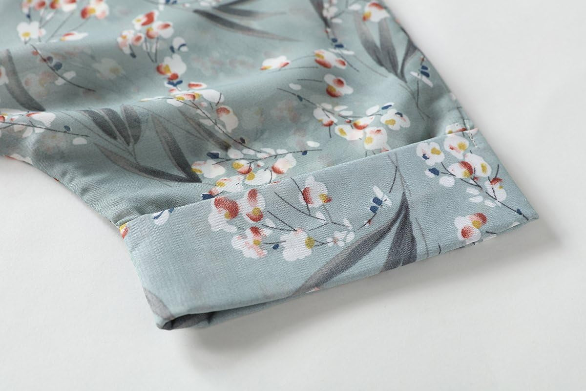 Women'S Floral Print Sheer Chiffon 3/4 Bat Sleeve Casual Loose Kimono Cardigan Capes