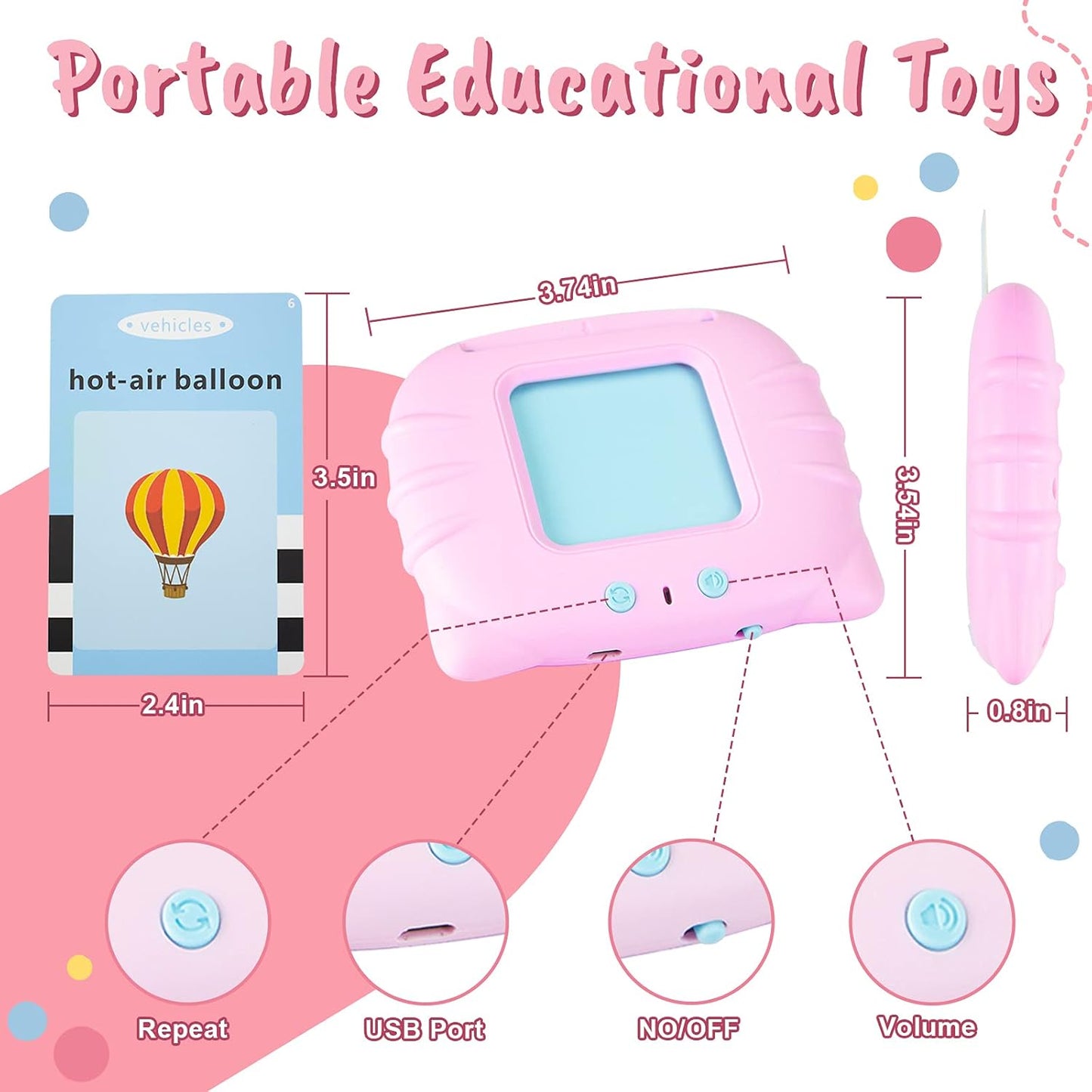 Educational Toys for 3 4 5 6 Year Old Girls Talking Baby Flash Cards Electronic Toddler Learning Toys Kindergarten School Supplies Christmas Birthday Gifts for 3-6 Years Old Girls