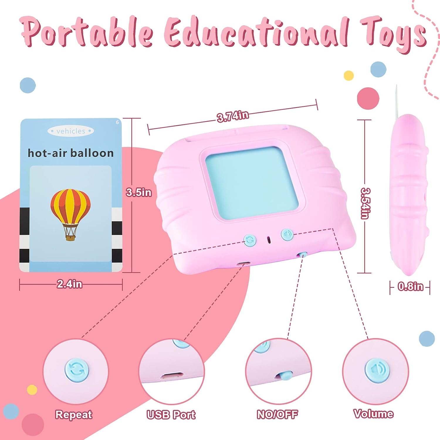 Educational Toys for 3 4 5 6 Year Old Girls Talking Baby Flash Cards Electronic Toddler Learning Toys Kindergarten School Supplies Christmas Birthday Gifts for 3-6 Years Old Girls