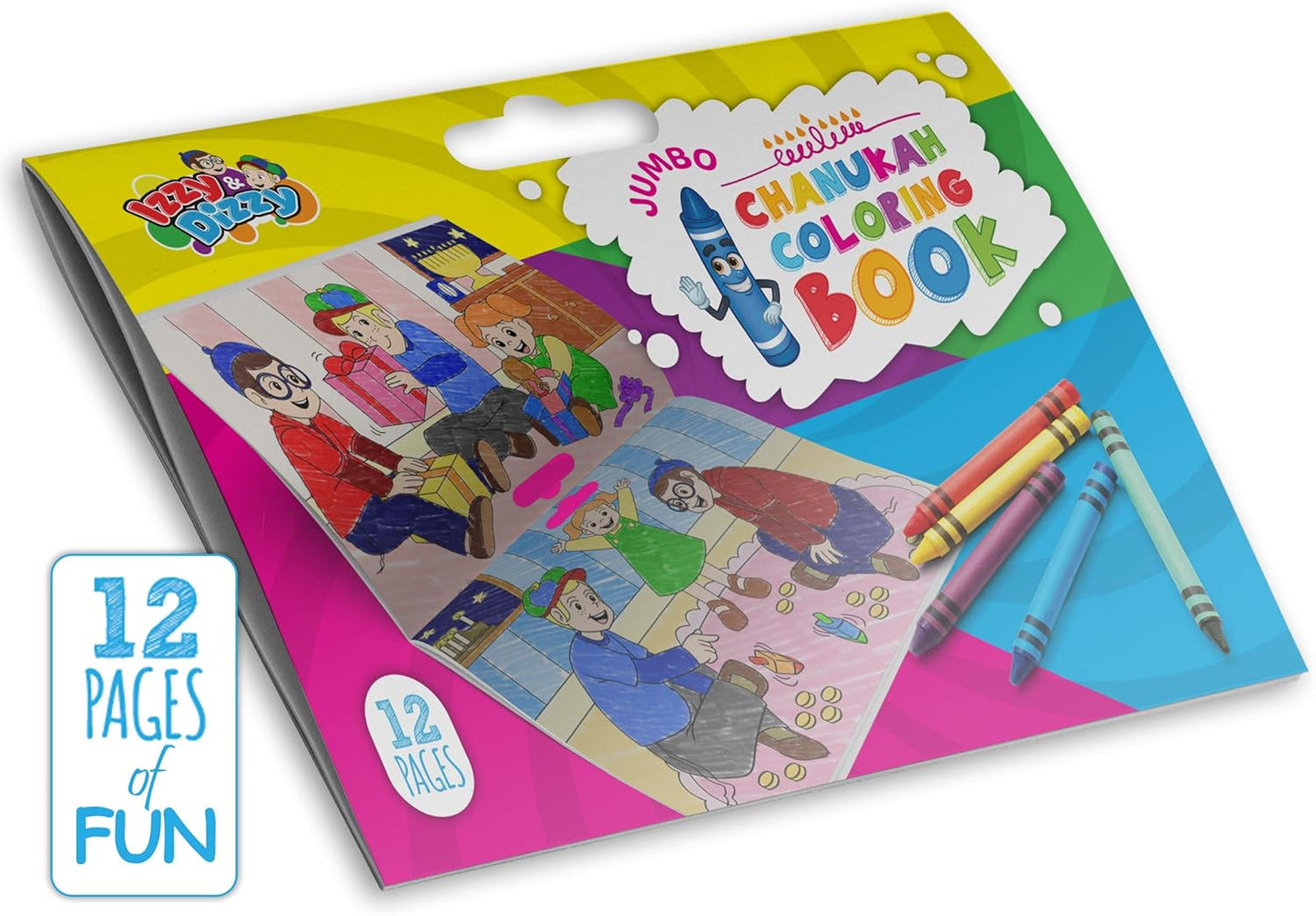 Jumbo Hanukkah Coloring Book - Great for Partys and Gifts- XL Chanuka Coloring Book - 12 Pages