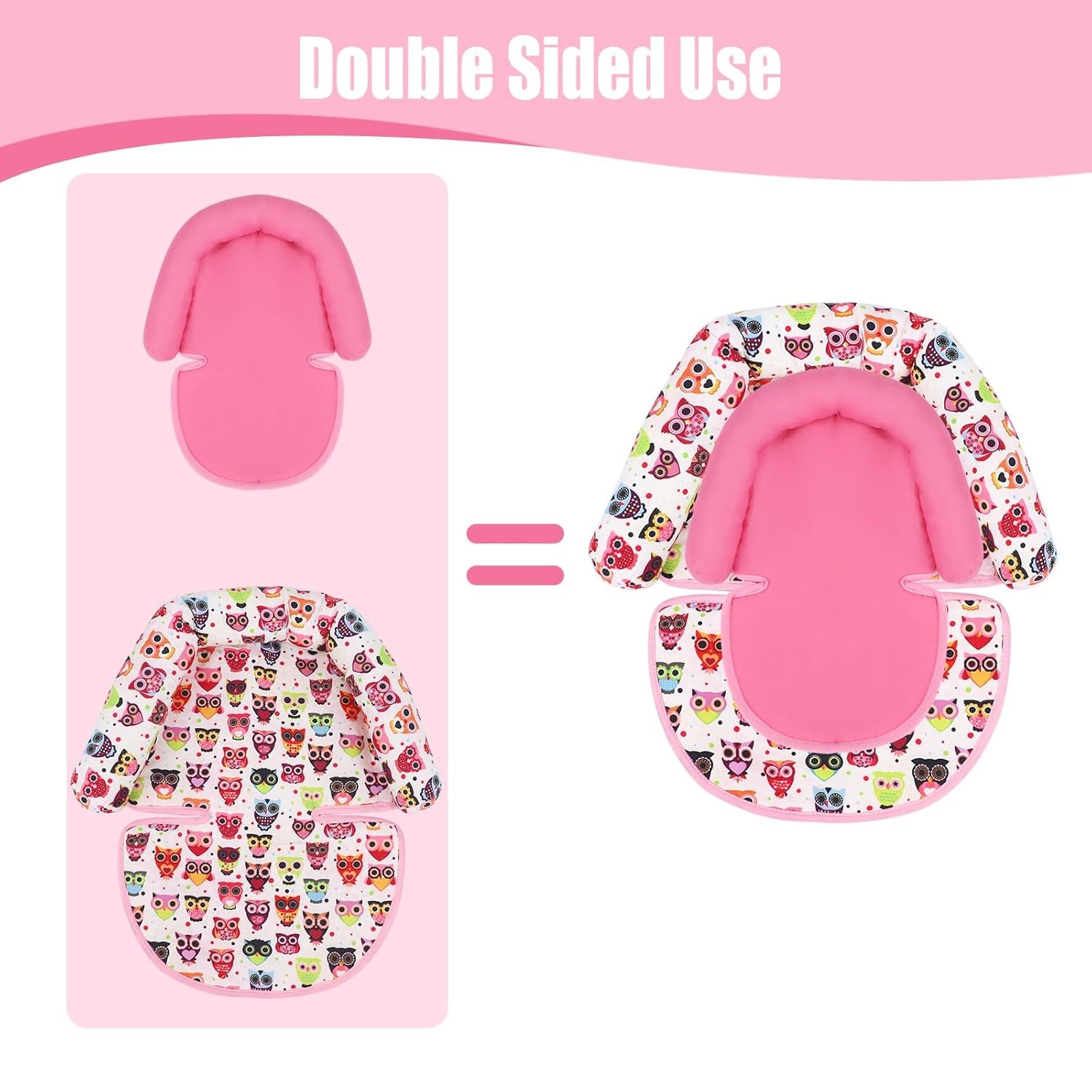 Toddler Head Support for Car Seat, Infant Car Seat Insert, Baby Soft Neck and Body Support Pillow for Carseat, Pink