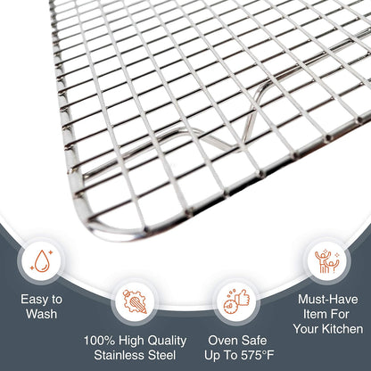 Cooling Rack - 8.5" X 12" - Cooling and Baking Rack - Oven Safe Wire Rack for Cookie Cooling, Baking with Sheet Pan - Large, Nonstick, and Stainless Steel