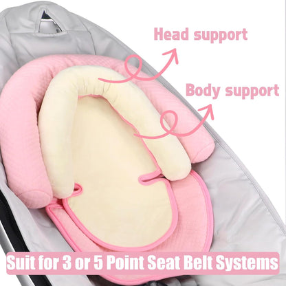 Toddler Head Support for Car Seat,  Baby Soft Neck and Body Support Pillow for Carseat Stroller, Light Pink