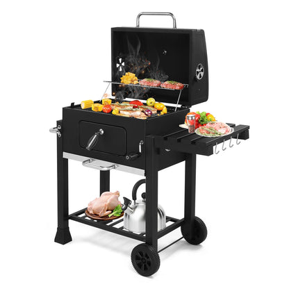 22.50" Outdoor Heavy-Duty Adjustable BBQ Charcoal Grill, Portable