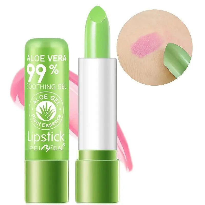 Aloe Vera Color Changing Moisturizing Lip Balm (1 Piece), Magic Temperature Color Changing Lipstick, Long Lasting Tinted Lip Plumping Gloss, Hydrating Lip Balm, Lip Gloss Plumper, Suitable for All Occasions Lip Makeup