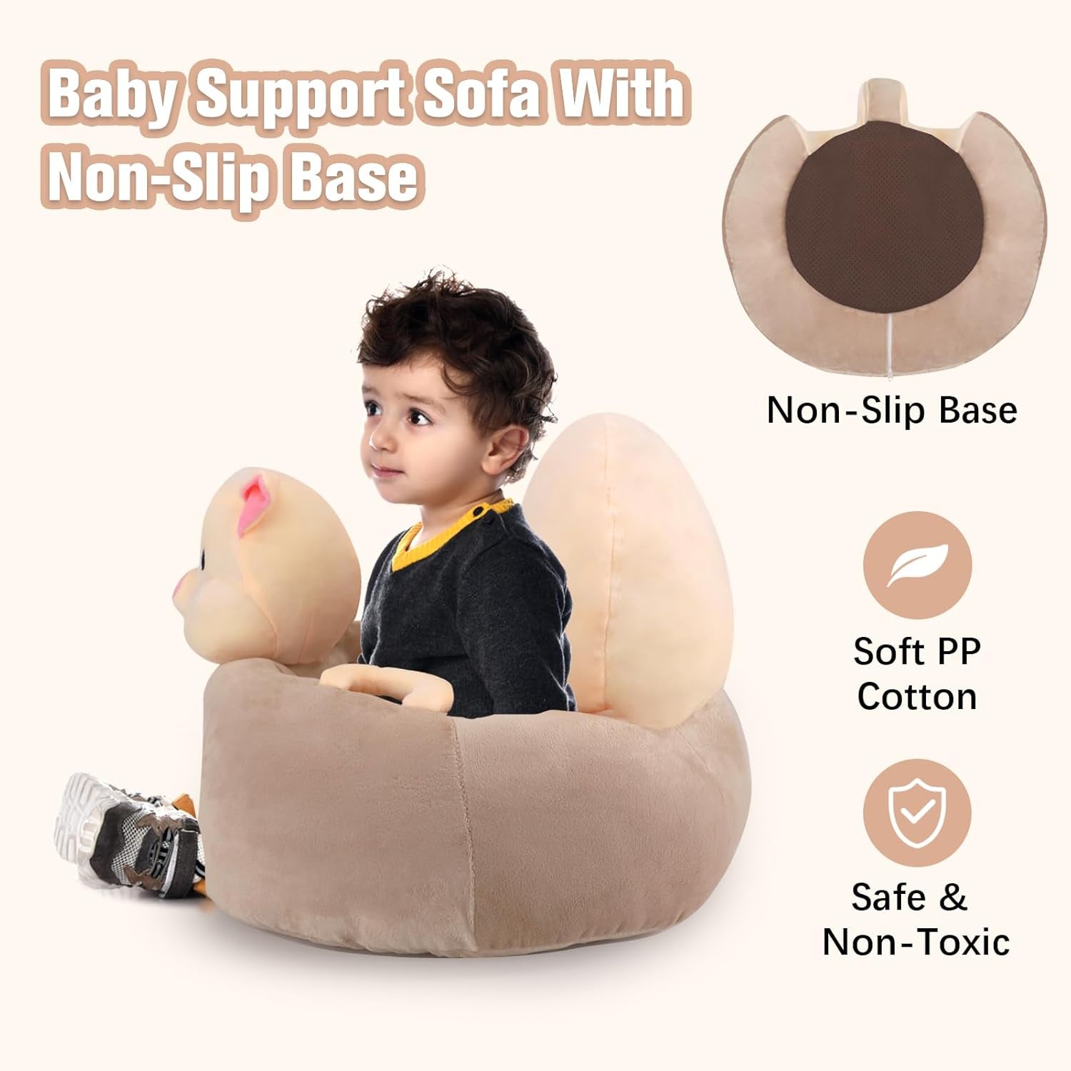 Sit Me up Floor Seat for Baby Chair for Sitting up Support Seat Sofa Plush Animal Shaped Baby Learning to Sit Chair for 3-24 Months,Pp Cotton Full Filling(Pig)