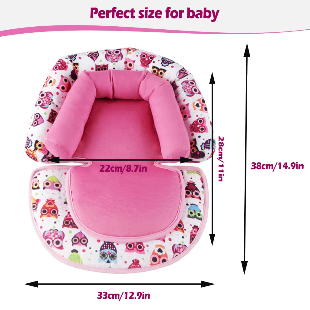 Toddler Head Support for Car Seat, Infant Car Seat Insert, Baby Soft Neck and Body Support Pillow for Carseat, Pink