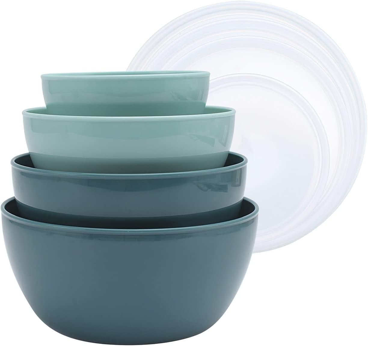 Plastic Prep Bowls - Mini Bowls with Lids, 8 Piece Nesting Bowls Set Includes 4 Prep Bowls and 4 Lids (Ombre Teal)