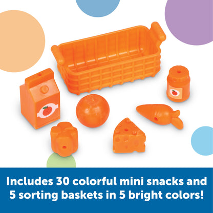 Sorting Snacks Mini Fridge, Plastic Shape Sorting Toy, Snack Toys, Educational Toys with 51 Pieces, Baby and Toddler Toys Ages 3+