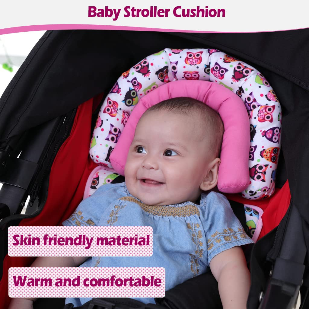 Toddler Head Support for Car Seat, Infant Car Seat Insert, Baby Soft Neck and Body Support Pillow for Carseat, Pink