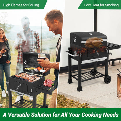 22.50" Outdoor Heavy-Duty Adjustable BBQ Charcoal Grill, Portable