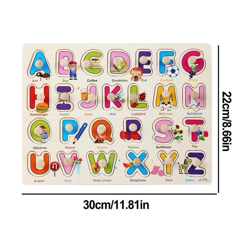 Wooden Puzzles Colorful Alphabet Number Match Educational Toys Plate for Letter Learning Educational Toys for Skill Development