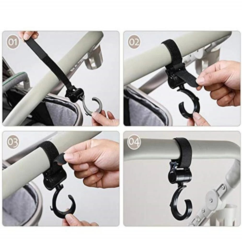 Stroller Hooks for Hanging Diaper Bags Baby Stuff Organizer Groceries Purse Mommy Hook Stroller Accessories for Mom When Jogging Walking or Shopping Pack of 2-Black