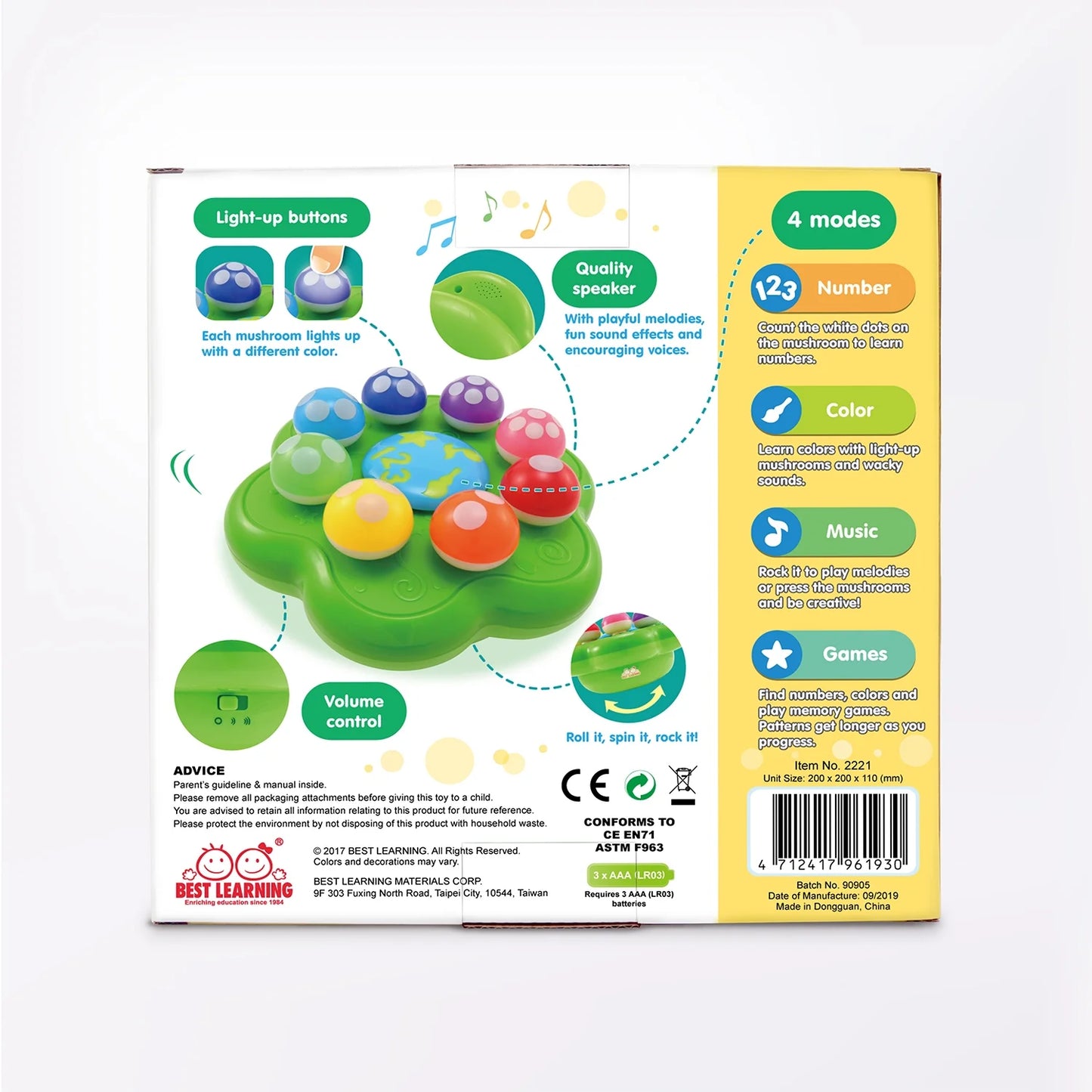 Mushroom Garden Music Toy for Infant Toddler 1 2 3 Year Sing and Learn Color and Number