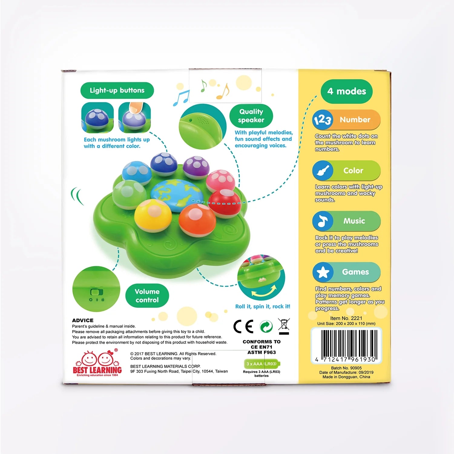 Mushroom Garden Music Toy for Infant Toddler 1 2 3 Year Sing and Learn Color and Number