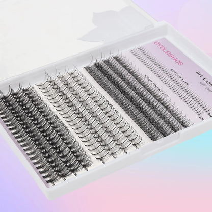 Spring Mixed Individual Cluster False Eyelashes Kit, 1 Box DIY Eyelash with Tweezers & Eyelash Sealant, Professional Makeup Products for Women & Girls, Music Festival Makeup Product