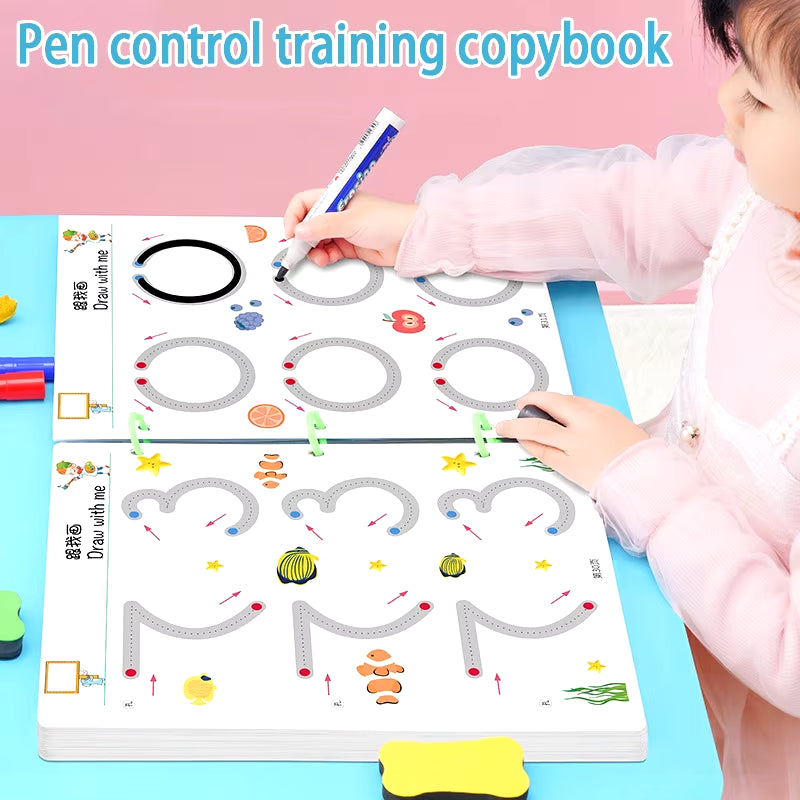 Magical Tracing Workbook Reusable Calligraphy Copybook Practice Drawing Book Toddler Learning EDUC BOOK for KID CHILD TOY