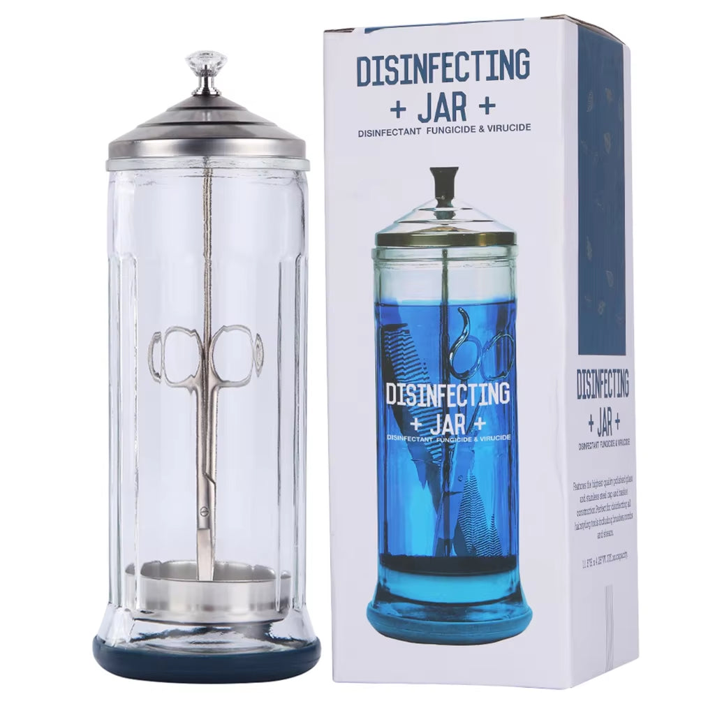 Barber Maintenance Cleaning Glass Disinfecting Sanitizing Jar Small/ Large