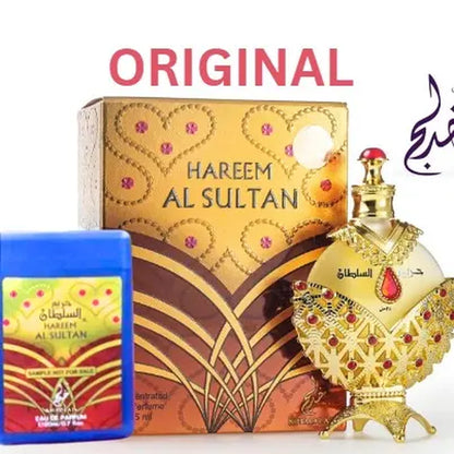 ORIGINAL HAREEM AL SULTAN GOLD OIL CONCENTRATED PERFUME OIL for (Women) by KHADLAJ 2 Piece Set (1.18 Ounce Concentrated Perfume Oil + Free 20Ml EDP Tester by Khadlaj) LIMITED EDITION Jasmine Cosmetic