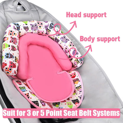 Toddler Head Support for Car Seat, Infant Car Seat Insert, Baby Soft Neck and Body Support Pillow for Carseat, Pink