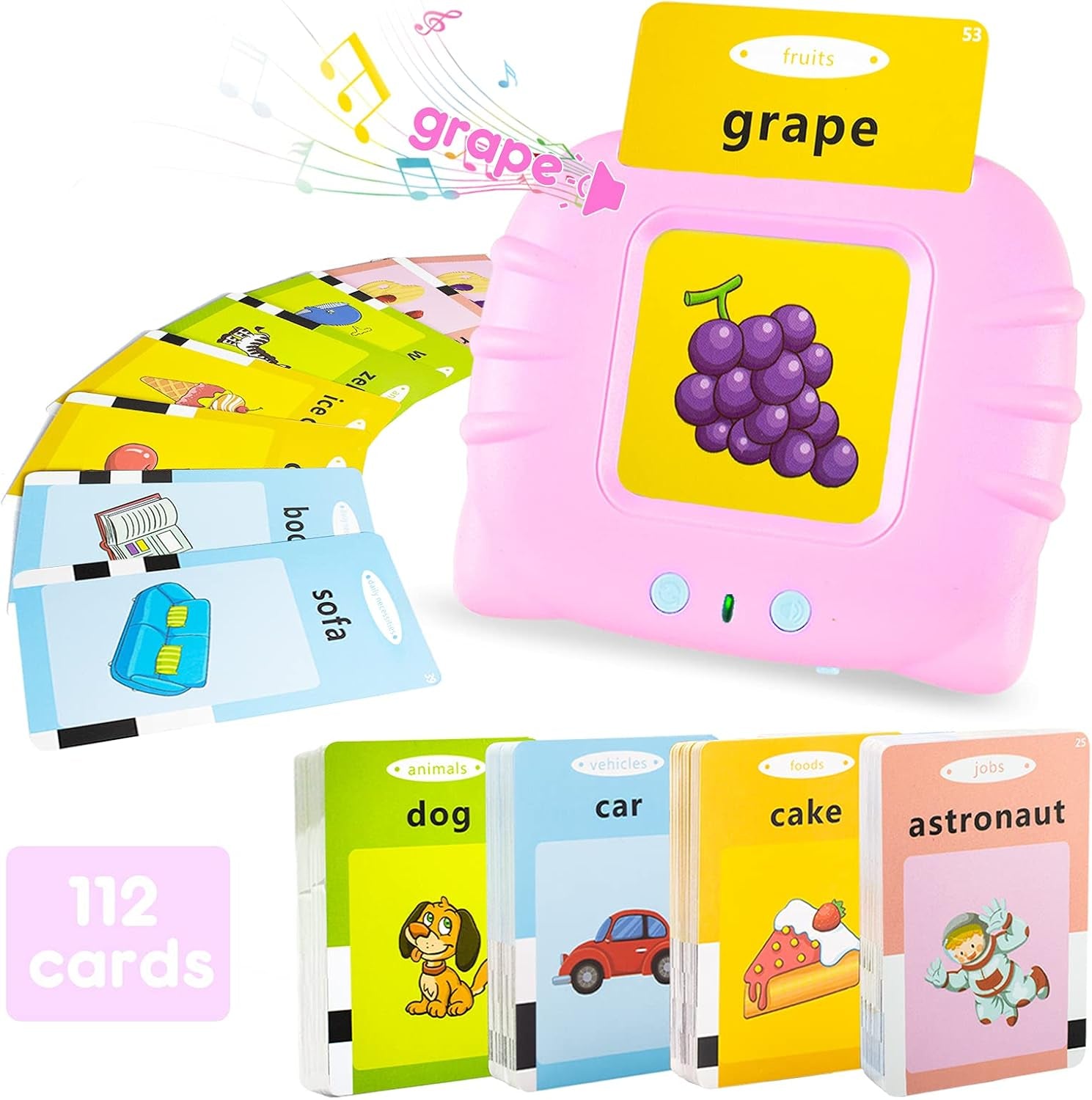 Educational Toys for 3 4 5 6 Year Old Girls Talking Baby Flash Cards Electronic Toddler Learning Toys Kindergarten School Supplies Christmas Birthday Gifts for 3-6 Years Old Girls