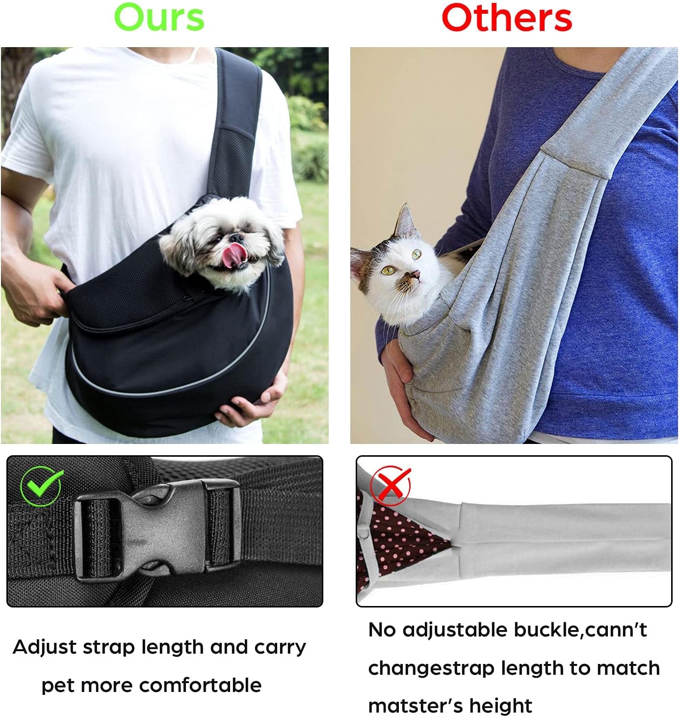 Pet Dog Sling Carrier Breathable Mesh Sling Bag Safe Hands Free Adjustable Dog Satchel for Small Dogs Cats to Outdoor Travel