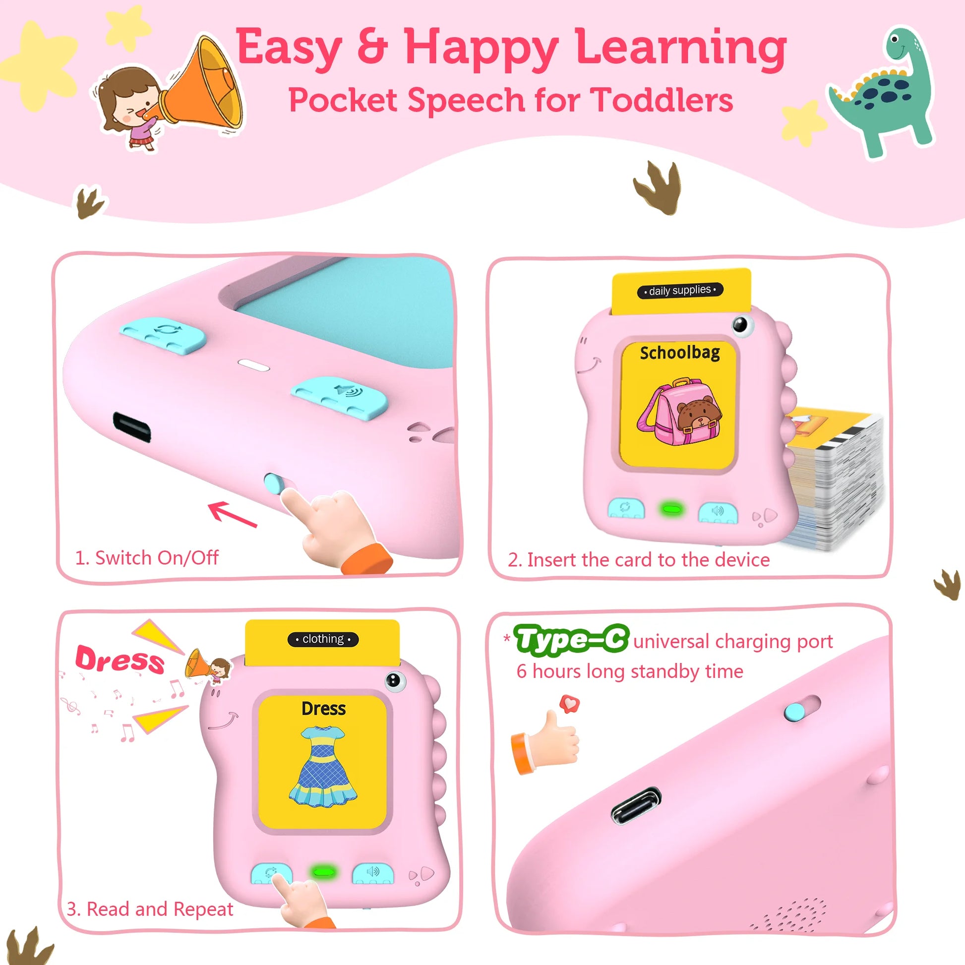 Talking Flash Cards Learning Toys for 2 3 4 5 6 Years Old Boys Girls - Educational Toddlers Toys Reading Machine with 234 Words, Preschool Montessori Toys Birthday Gift for Kids Ages 2-7