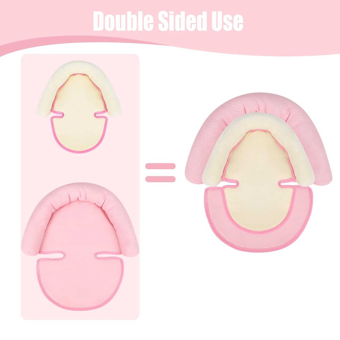 Toddler Head Support for Car Seat,  Baby Soft Neck and Body Support Pillow for Carseat Stroller, Light Pink