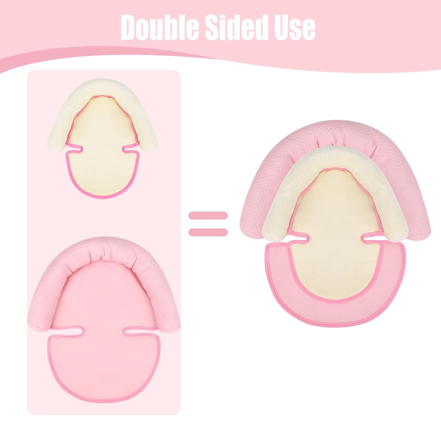 Toddler Head Support for Car Seat,  Baby Soft Neck and Body Support Pillow for Carseat Stroller, Light Pink