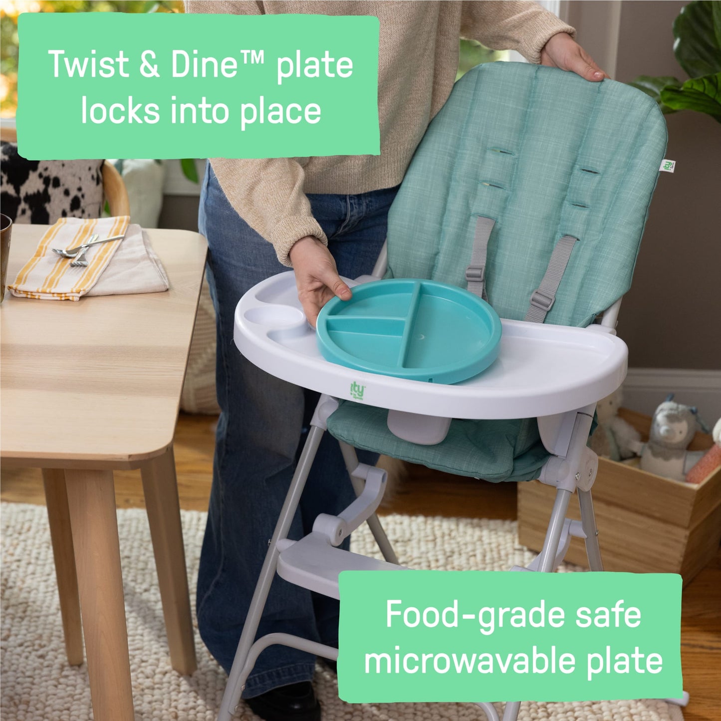 Sun Valley Compact Folding High Chair - for Ages 6 Months and Up, Unisex - Teal