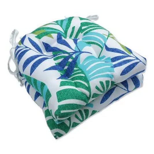 Set of 2 Islamorada Outdoor/Indoor Reversible Chair Pads Blue/Green - Pillow