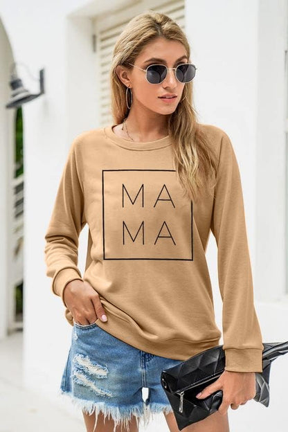 Mama Sweatshirt Women Funny Letter Print Mom Life Blouse Tops Casual Long Sleeve Pullover Tees