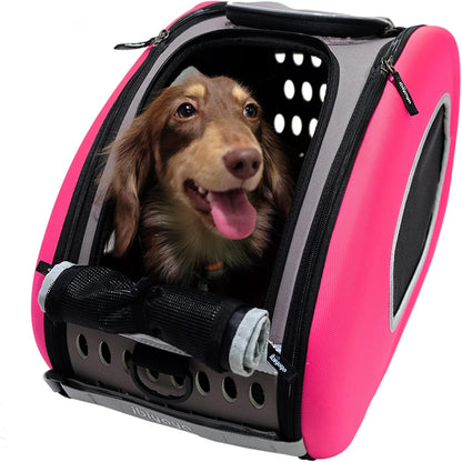 - Compact 5-In-1 Convertible and Foldable Small Pet Carrier and Stroller - Multifunctional Combo System Cat Stroller and Dog Stroller - Pets up to 16 Pounds - Pink