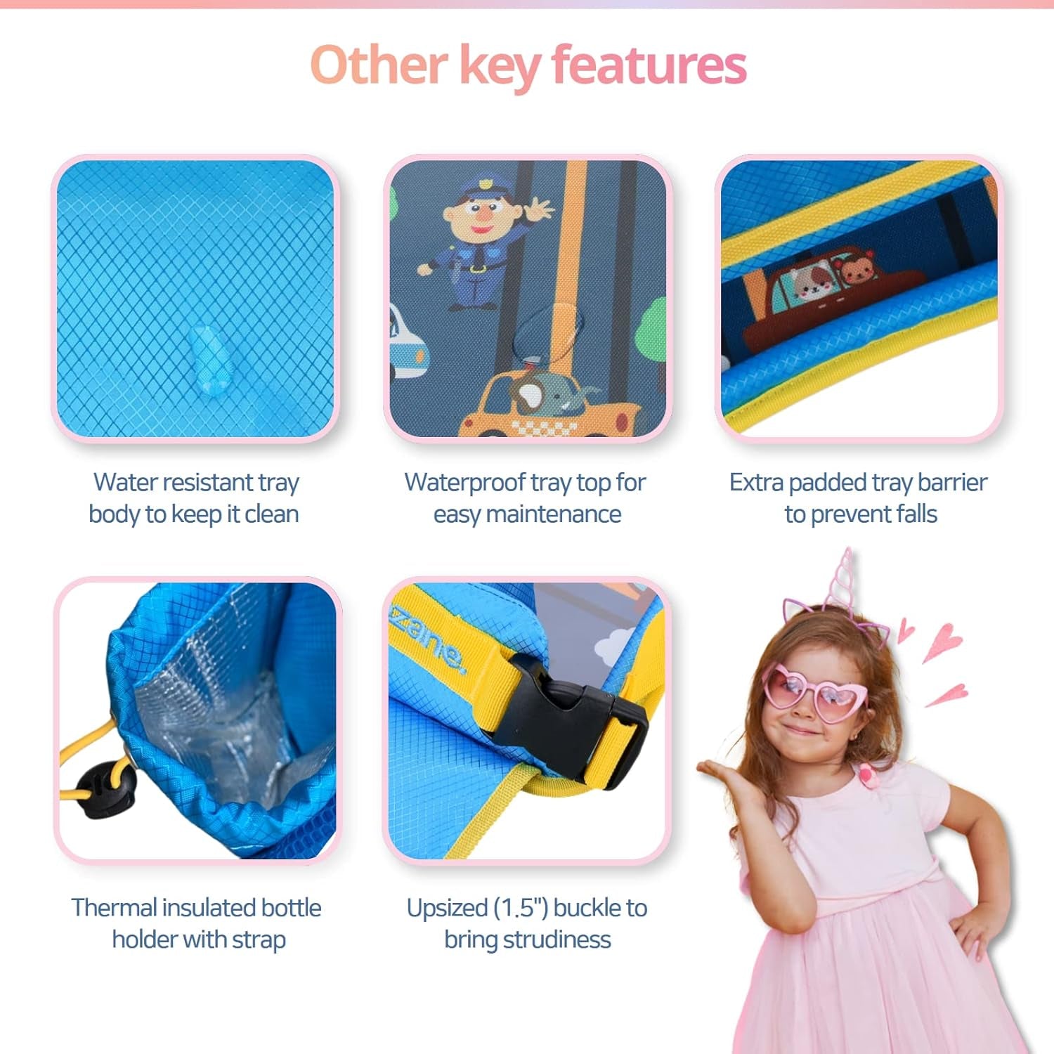 Kids Travel Tray - New Upgraded Soft-Touch Material with Anti-Slip Tray Bottom That Fits with Any Types of Travel Including Plane, Train and Car (Pink)