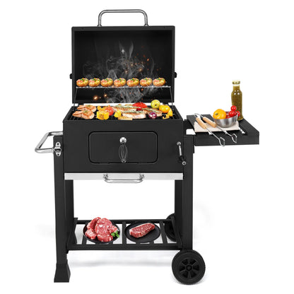 22.50" Outdoor Heavy-Duty Adjustable BBQ Charcoal Grill, Portable