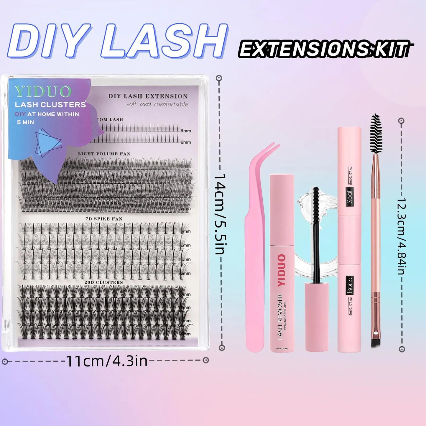 Spring Mixed Individual Cluster False Eyelashes Kit, 1 Box DIY Eyelash with Tweezers & Eyelash Sealant, Professional Makeup Products for Women & Girls, Music Festival Makeup Product