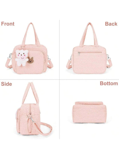 1Pc Solid Color Baby Diaper Bags Organizer Maternity Bag Animal Cartoon Portable Nylon Mom Travel Tote Bag with Pendant