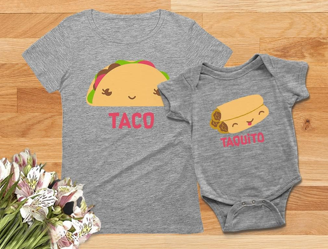 Taco Taquito Mommy and Me Outfits Gifts for New Moms First Mothers Day Mom & Infant Baby Bodysuit Matching Set