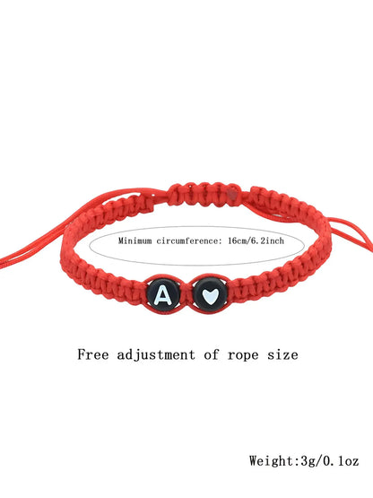 Spring 26 Letters & Heart Design Braided Drawstring Bracelet as Gift, Casual Simple Plain Color Braided Bracelet for Women and Men, Trendy Versatile Accessories for Couples