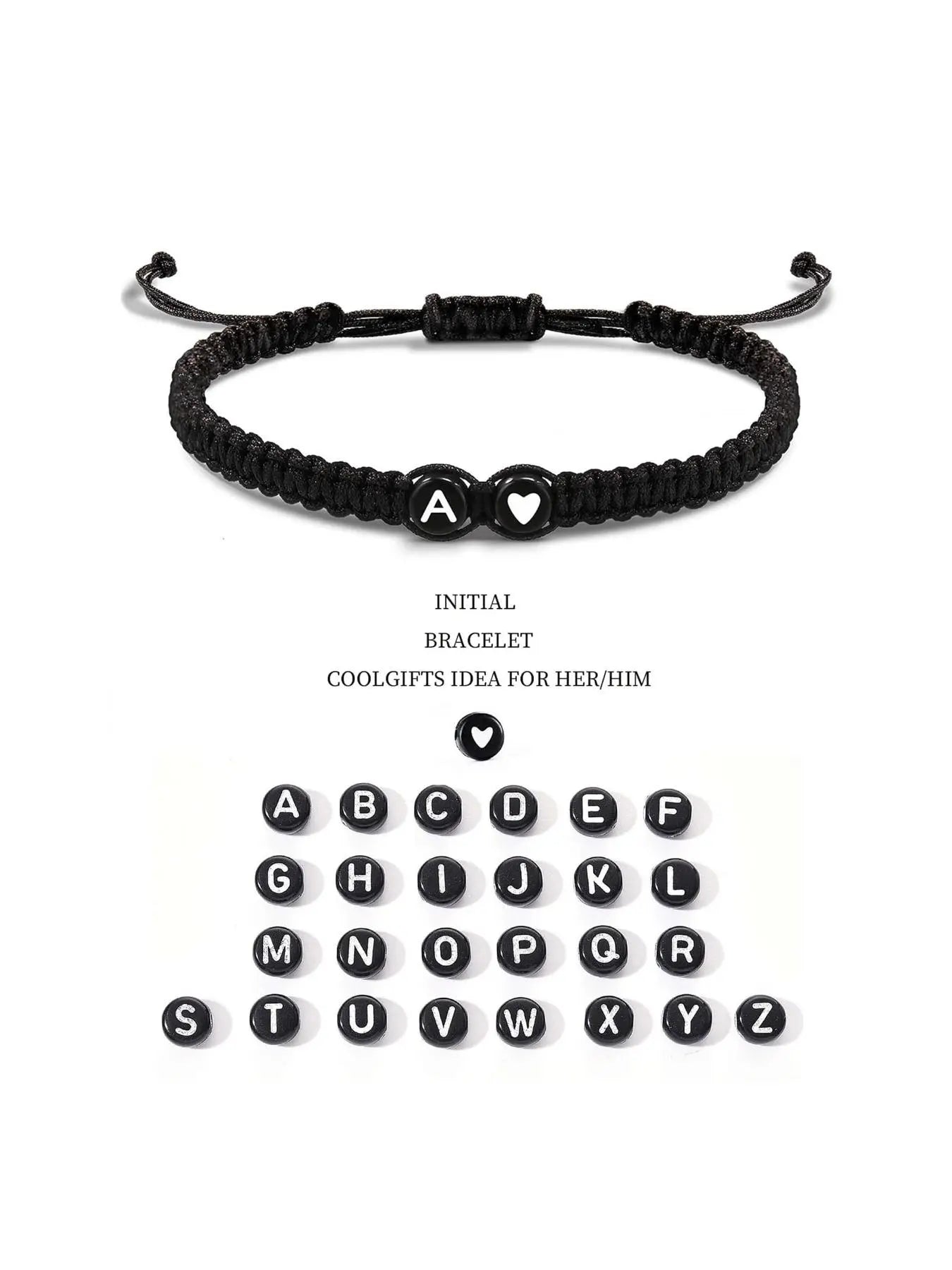 Spring 26 Letters & Heart Design Braided Drawstring Bracelet as Gift, Casual Simple Plain Color Braided Bracelet for Women and Men, Trendy Versatile Accessories for Couples