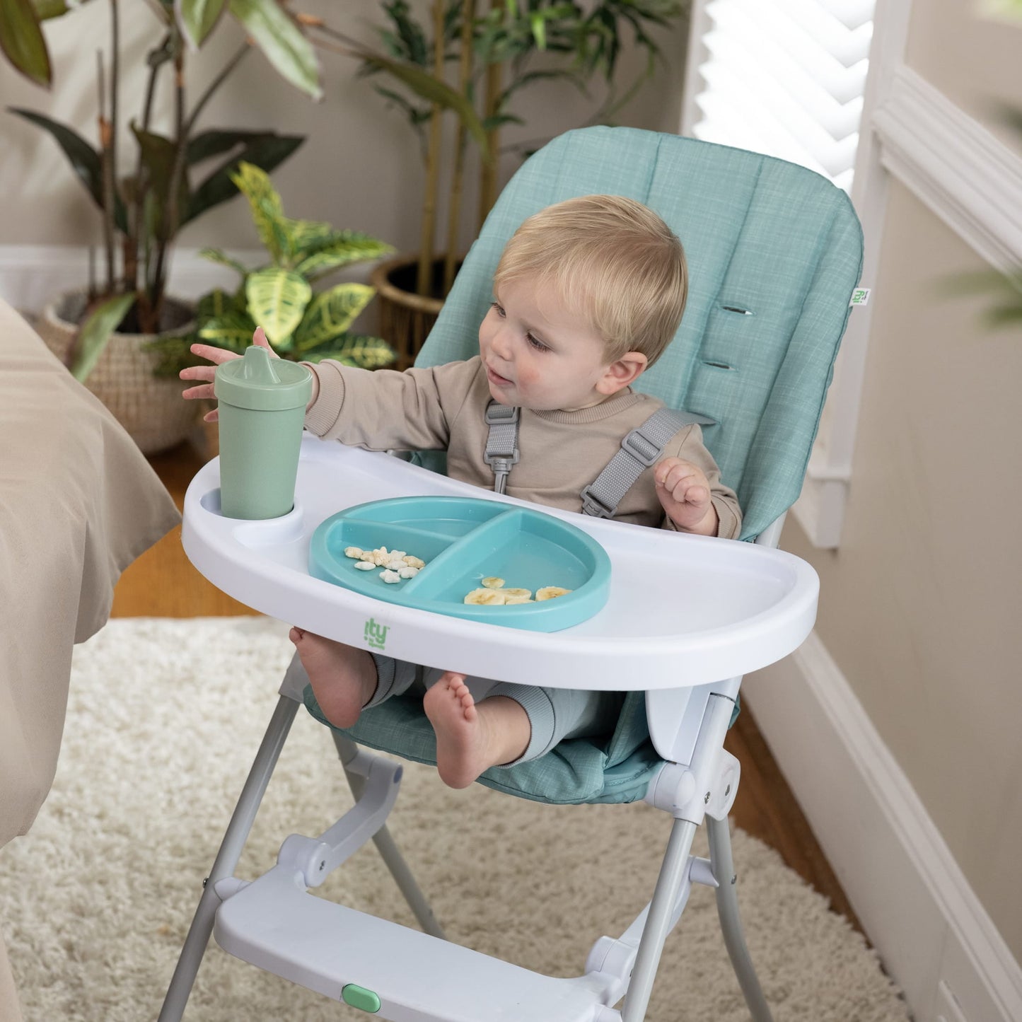 Sun Valley Compact Folding High Chair - for Ages 6 Months and Up, Unisex - Teal