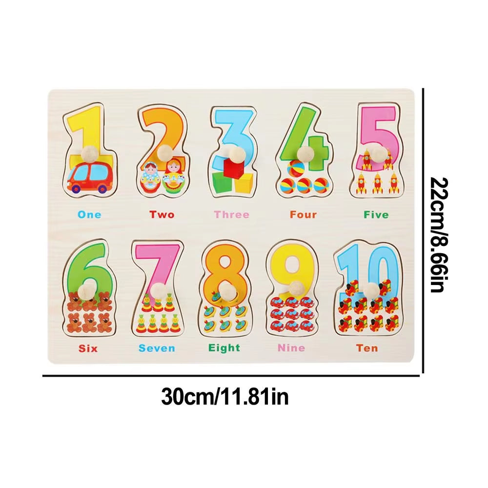 Wooden Puzzles Colorful Alphabet Number Match Educational Toys Plate for Letter Learning Educational Toys for Skill Development